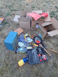 Plastic Drawer Bins, Bungee Straps, Fuses,Wire Components, Cables, Sander, Garage Tools