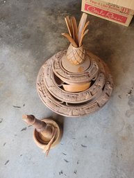 RM10 Vintage Handcarved Teak Wood Pineapple Serving Set