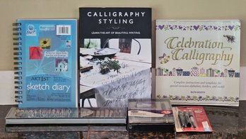R1 Calligraphy Supplies And Books With Oil Pastels And Sketch Book