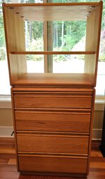 R1 Two Piece Wooden Shelving And Drawer Unit With CD Storage Rails