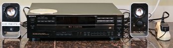 R1 Sony Compact Disc Player With Logitech Speakers And Powerstrip