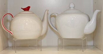 R1 Tag Off-White With Red Accents Teapot And Cordon Bleu White Teapot