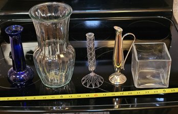 R2 Vintage Cobalt Blue Vase And Other Assorted Vases