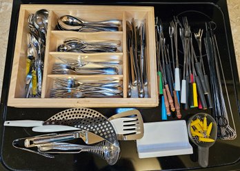 R2 Drawer Full Of Cutlery, Cutlery Organizer, Fondue Skewers, And Other Kitchen Utensils