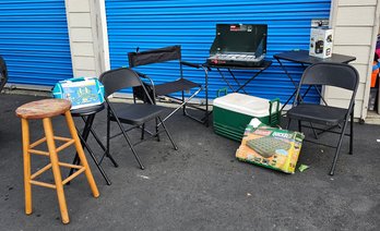 S5 Camping Gear, Coleman Propane Stove, Igloo Cooler, Quick Bed,  Tables & Chairs, Power Source, Toolkit