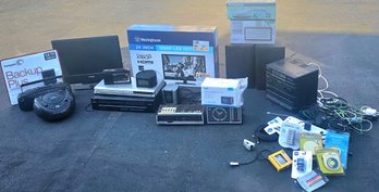 S5 Assorted Electronics: Westinghouse 24' Led HD TV, Aiwa Stereo & Speakers, DVD Players, Radios