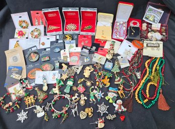 S5 Jewelry To Include Holiday, Necklaces, Earrings, Pins, Bracelets, Storage Bin