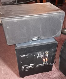 R3 Polk Audio Center Speaker And Boston PV800 Subwoofer. Power Status Unknown. Untested.