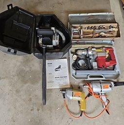 R0 Dismantled Craftsman Gas Powered Chainsaw, Corded 1in Rotary Hammer, And Other Tools