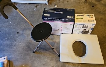 R0 Locking Raised Toilet Seat, Panasonic Phone System, And Two Other Items