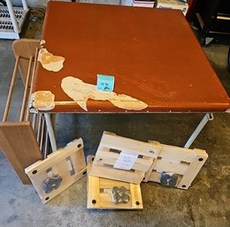 R0 Six 1ft X 1ft Square Wooden Cargo Carriers With Wheels, Foldable Table, And Wooden CD Holder