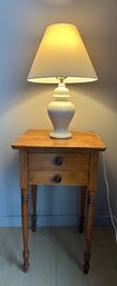 R5 Vintage Wooden Side Table With Ceramic Table Lamp