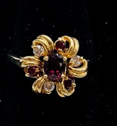 R1 14K Gold Ribbon Design Ring Ruby Corundum
