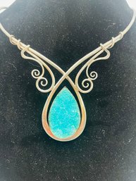 R1 Sterling Druzy Chrysocolla Necklace