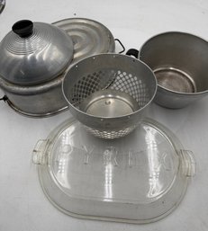 R1 Vintage Pyrex No. 2000 Roaster & Aluminum Stovetop Steamer