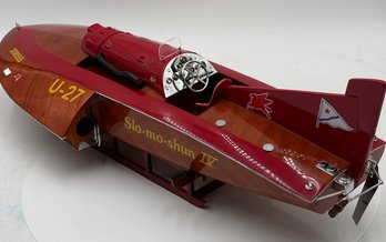 R1 Slo-Mo-Shun IV Wooden Hydroplane Model With Stand