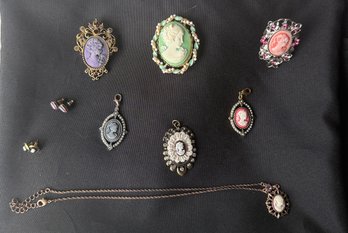 Vintage Cameo Jewelry Collection – Brooches, Pendants, Earrings, Ring & Necklace
