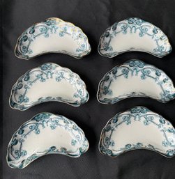 Antique Royal Staffordshire Pottery Iris Bone Dishes  Set Of 6