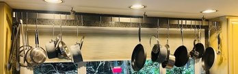 R1 Ceiling Hanging Pot & Pan Rack 8ft Long Metal Heavy Duty W/Hooks