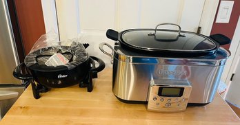 R2 GreenPan Elite 6-Quart Programmable Electric Slow Cooker Plus Oster Fondue 3Qt Pot