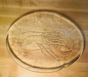 R2 Etched Glass Art Lobster Plates 12in Artist Unknown Qty (7)
