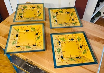 R2 VTG Hand Painted Le Poet Laval France Serving Plate Set Of (4)
