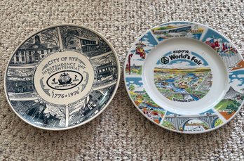 R3 Worlds Fair 1974 And City Of Rye Independence Day Bicentennial Collector Plates