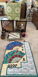 R1 Japanese Shadowboxes With Dolls, Japanese Dolls, 2007 Calendar, Fan