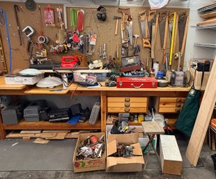 R0 Huge Garage Tool Lot  Vintage Hand Tools, Craftsman Blower, Sawzall & More