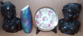 R3 Decor Including Two Busts, Plate, And Vase