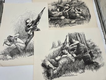 R2 Three Large Pen And Ink Prints Signed By R Auth.  24in X 18in