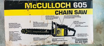 R3 Vintage McCulloch Chainsaw 605 20in Bar New In Box