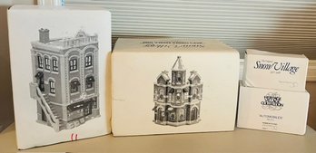 R4 Department 56 Christmas Handpainted Ceramic Hardware Store Barbershop Snow Village