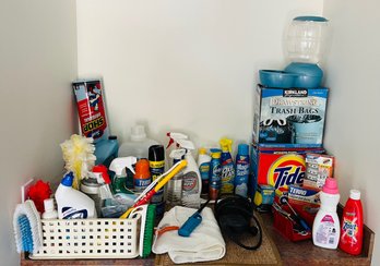 R7 Laundry Room Lot Detergent, 33Gal Trash Bags, Liquid Ant Bait, Raid, Pledge, Lysol, Tools, Fabric Softener