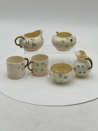 R1 Belleek Shamrock Porcelain Tea Set – 6 Pieces