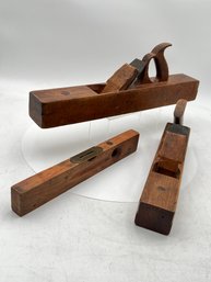R2 Vintage Stanley & Auburn Tool Co. Wood Planes With Wooden Level