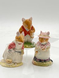 R2 Royal Doulton Brambly Hedge Clover, Old Mrs. Eyebright & Basil Figurines