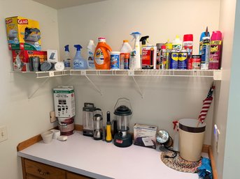 R6 Laundry Room Lot, Includes Bleach, Dawn, Trash Bags, Flashlights, Tools, Lanterns
