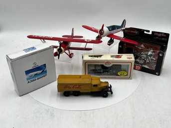 R3 Model Airplanes, Coca-Cola Cast-Iron Truck, Harley Model & Electric Train Collection