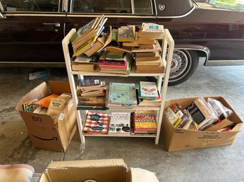 R0 Big Lot Of Books And Magazines In Various Genres To Include Gardening, Stitching, Fiction, And A White Book