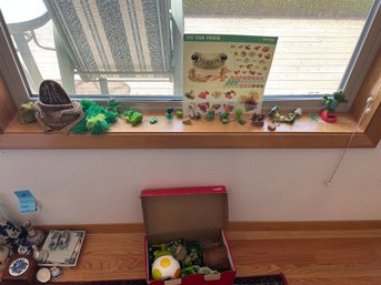 R2 Frog Lot To Include Various Frog Figurines, Frog Soap Dispenser, Frog Chest, And More!