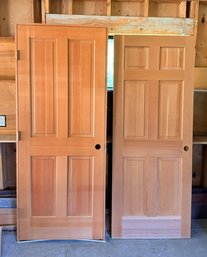 R0 Fir 6-Panel Door With Fir 4-Panel Door And Hinges