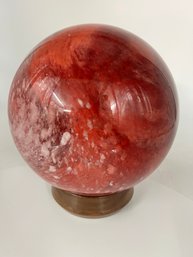 R4 Polished Red & Clear Quartz Sphere – 28 Lbs. With Wood Stand