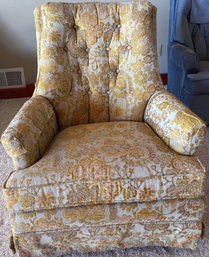R2 Vintage Yellow Floral Tufted Upholstered Armchair  1 Of 2