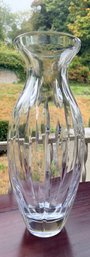 R Diamond-Cut Lead Crystal Vase, 15 Inches Tall, Made In Slovenia With Label