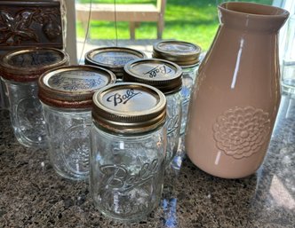 R2 Mason Jar Lot And A Small Vase