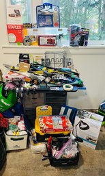 R0 Desk Unit With File Drawers Plus All Items On Top Garage Tools And Garden Tools