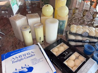 R1 Vintage 7-Arm Candelabra, Pillar Candles, Votives & Tealights