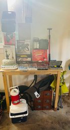 R0 Writing Desk Plus Tools And Camping Gear Garage Items