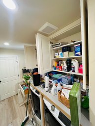 R2 Huge Laundry Room Lot Includes Laundry Basket, Light Bulbs, Pet Supplies, Drying Rack, Towels